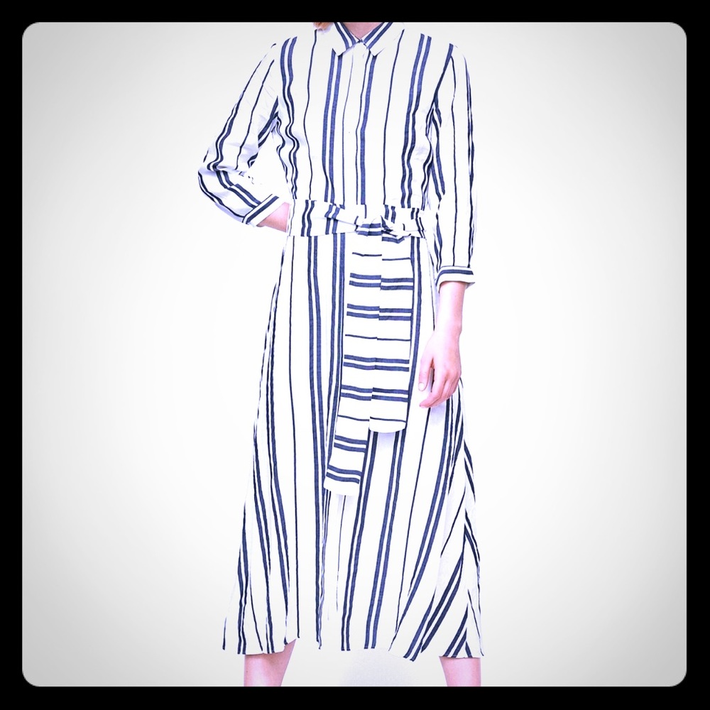 Zara stripped linen dress